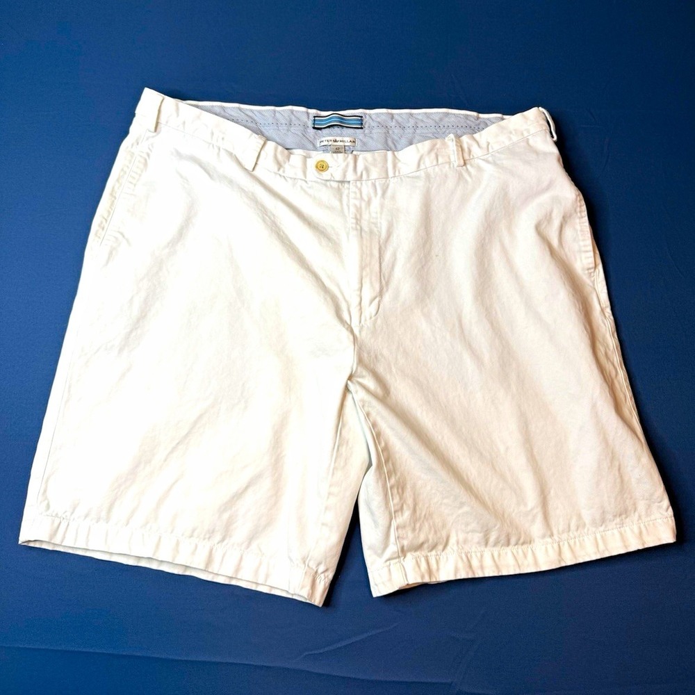 Peter Millar Mens White Pima Cotton Twill Chino Shorts Flat Front Size 42